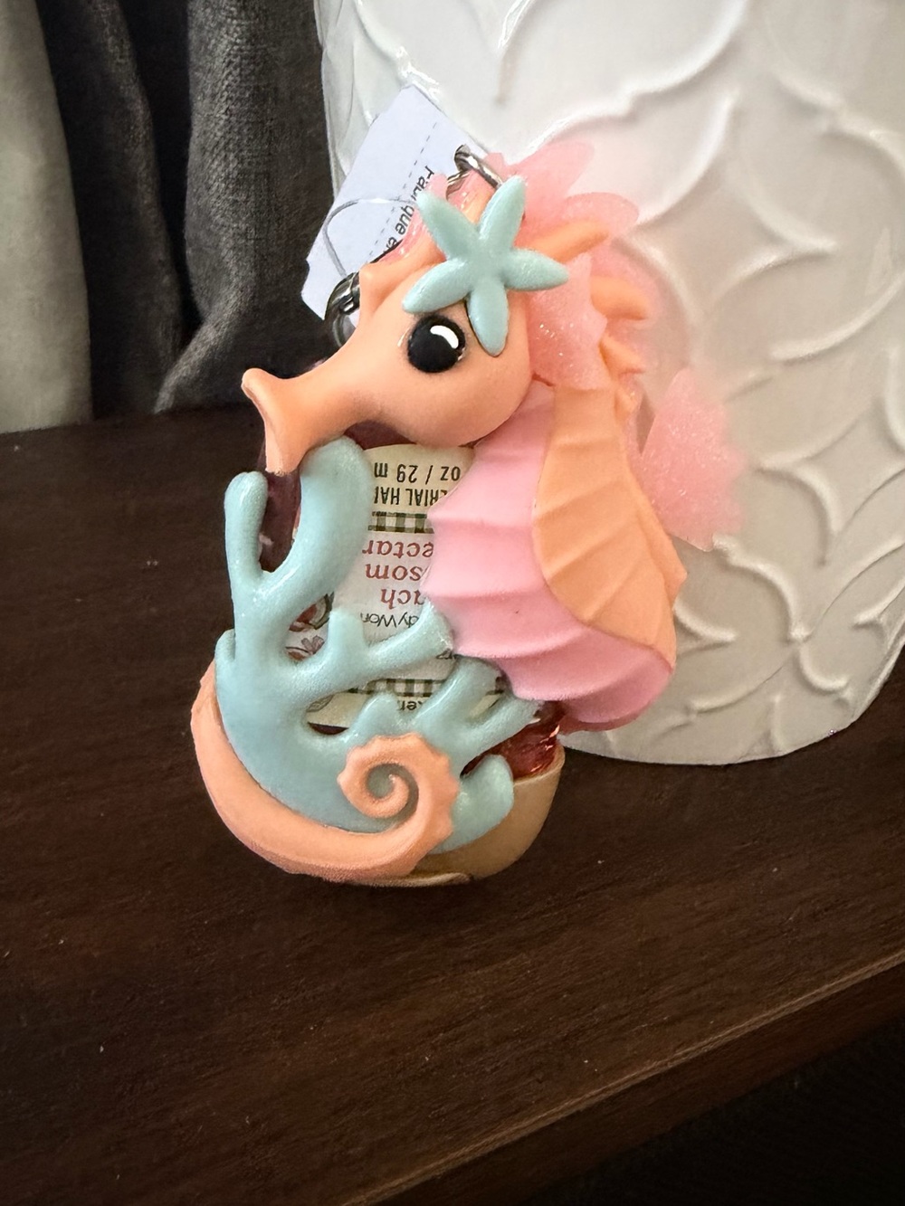 Cute Pastel Seahorse Keychain hand sanitizer holder